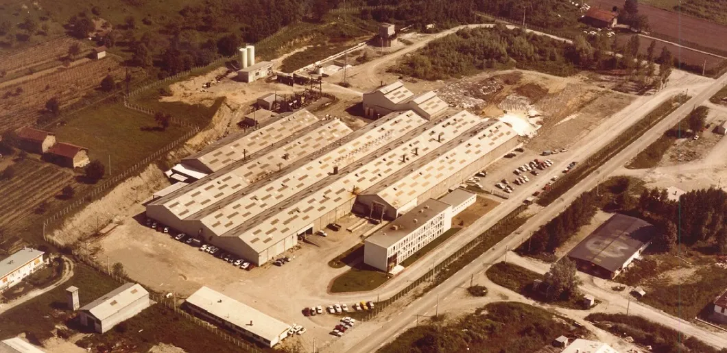 Historical aerial view of the Goncelin plant