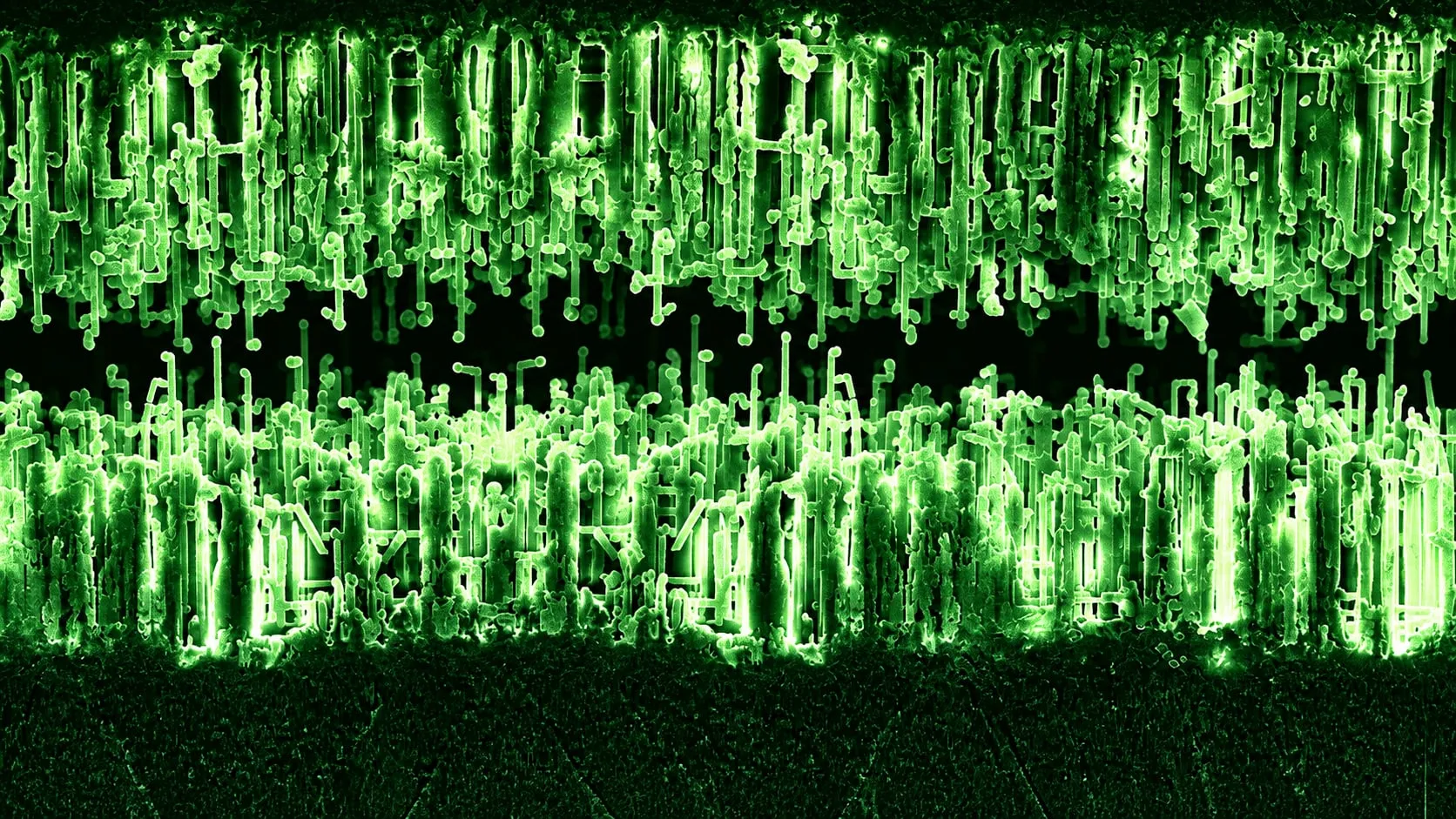 Foil etching seen under a microscope